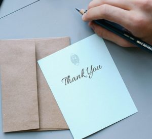 a thank you note 